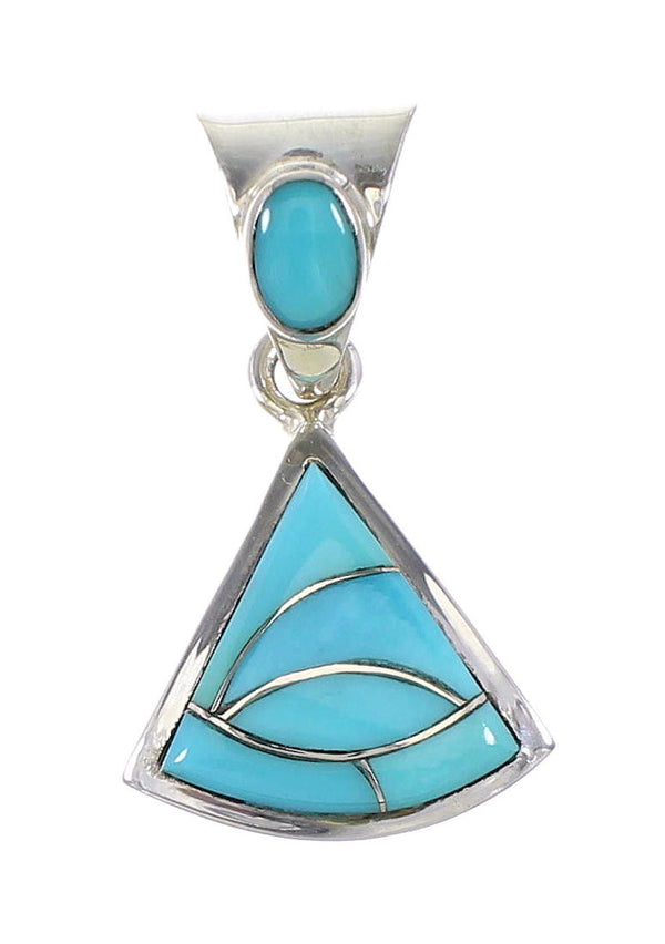 Turquoise Inlay Silver Southwestern Pendant AX96565